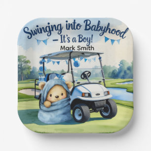 Golf Teddy Bear It's Boy for Baby Shower Napkins Paper Plates