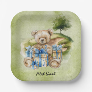 Golf Teddy Bear It's Boy for Baby Shower Paper Plates