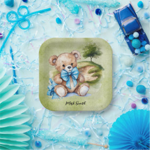 Golf Teddy Bear It's Boy for Baby Shower Paper Plates