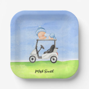 Golf Teddy Bear It's Boy for Baby Shower Paper Plates