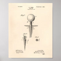 Golf Tee 1899 Patent Art - Old Peper Poster