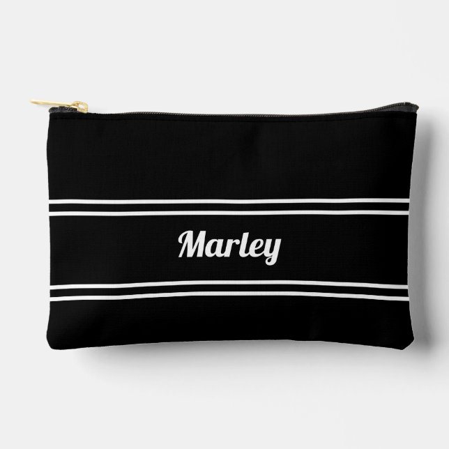 Golf Tee Golfer Black & White Modern Accessory  Accessory Pouch (Front)