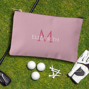 Golf Tee Golfer Pink Monogram Modern Accessory Accessory Pouch