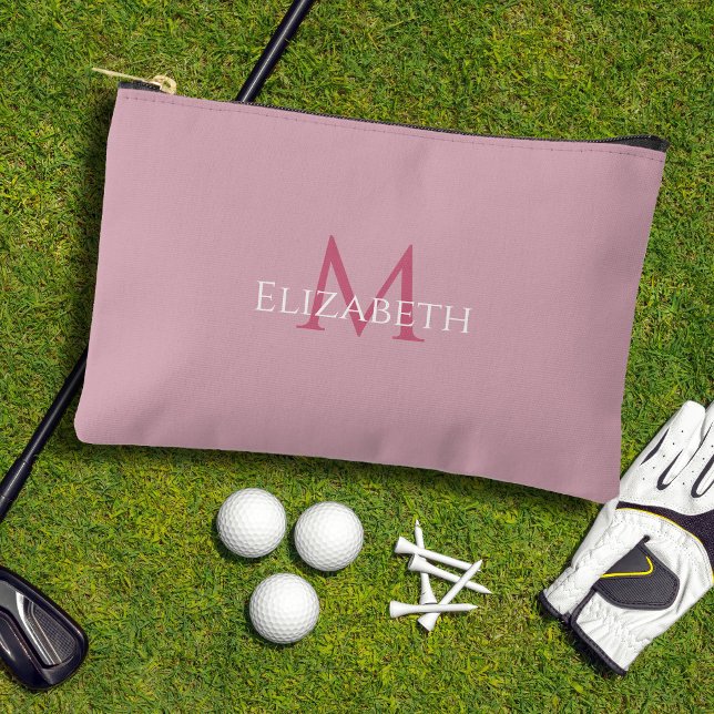 Golf Tee Golfer Pink Monogram Modern Accessory  Pouch (Golf Tee Golfer Pink Monogram Modern Accessory Accessory Pouch)