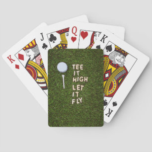 Golf Tee it high let it fly with golf ball and tee Poker Cards