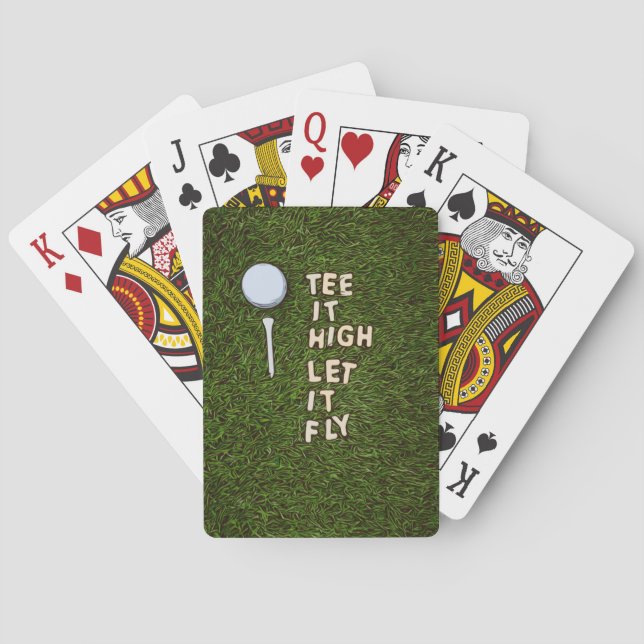 Golf Tee it high let it fly with golf ball and tee Poker Cards (Back)