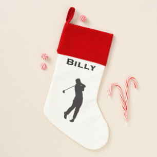 Golf Tee Off Sport Theme with Name Christmas Stocking