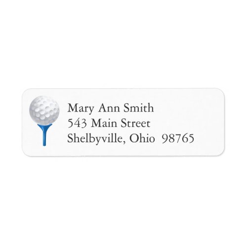 Golf Tee Return Address Labels