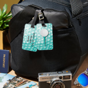 Golf Tee Teal Luggage Tag