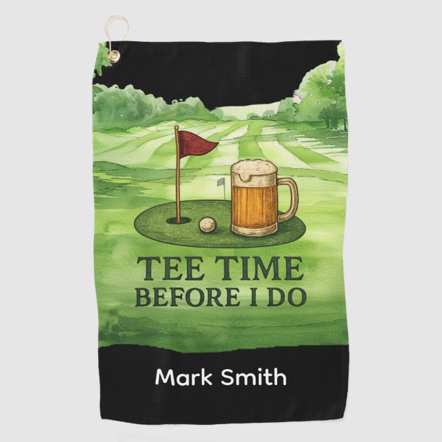 Golf Tee Time Before I Do Golf Bachelor Party Towel (Front)