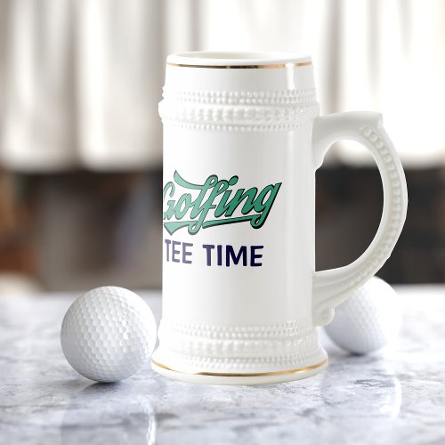Golf Tee Time Golfing Dad Name Beer Stein