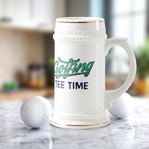 Golf Tee Time Golfing Dad Name Beer Stein