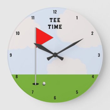 Golf Tee Time Large Clock by ebbies at Zazzle