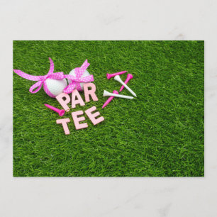 Golf Tees Par Tee party invitation on green grass