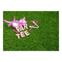 Golf Tees Par Tee party invitation on green grass