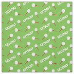 Golf tees red name green pattern fabric