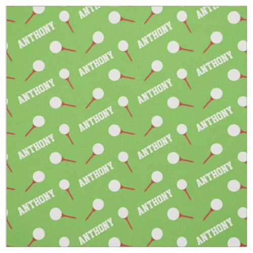 Golf tees red name green pattern fabric
