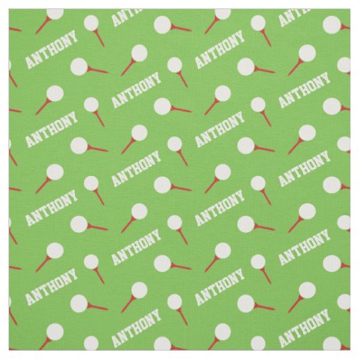 Golf tees red name green pattern fabric