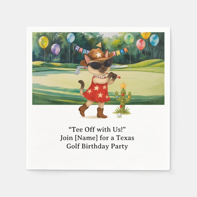 GOLF TEXAS Birthday party for cat lovers Napkins (Front)