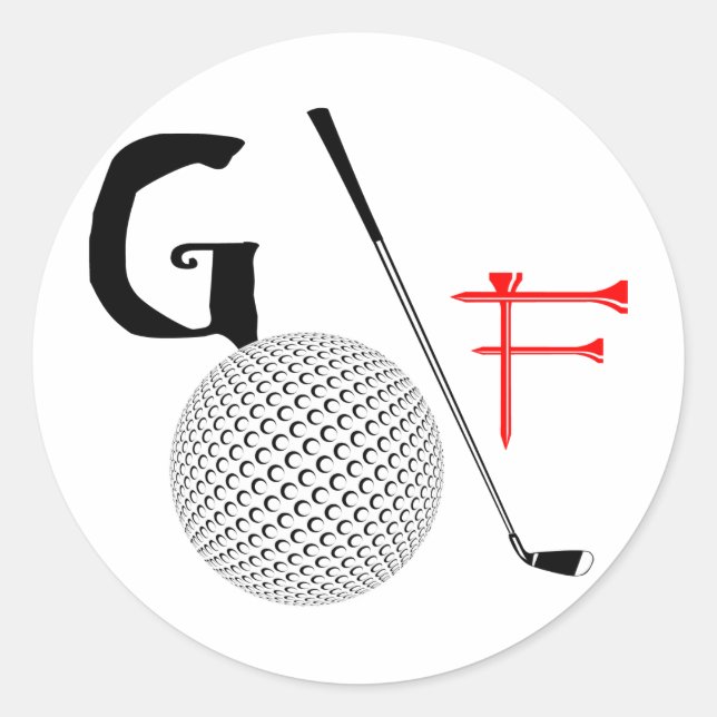golf text classic round sticker (Front)