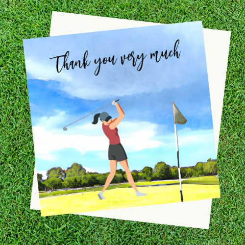 Golf Thank you card for golfer watercolor