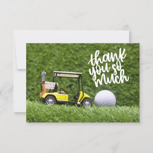 Golf  Thank you card for golfer with cart and ball
