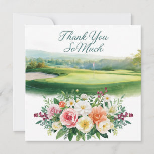 Golf thank you card golf course watercolor