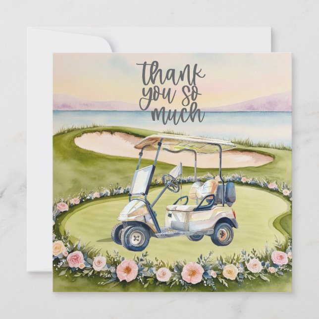 Golf  thank you card golf course watercolor (Front)