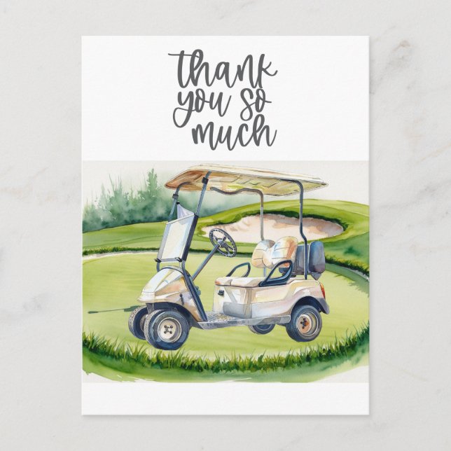 Golf  thank you card golf course watercolor (Front)