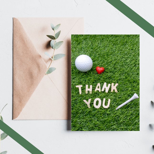 Golf Thank you card  love  on green grass Golfer (Creator Uploaded)