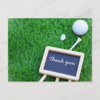 Golf thank you card on green grass