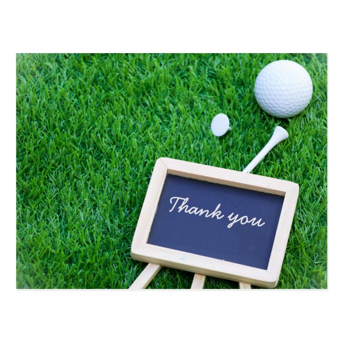 Golf thank you card on green grass
