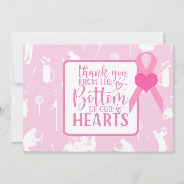 Golf Thank you card Pink breast cancer awareness (Front)