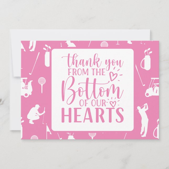 Golf Thank you card Pink theme Lady woman golfer (Front)