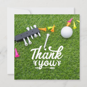 Golf thank you card red heart love for golfer