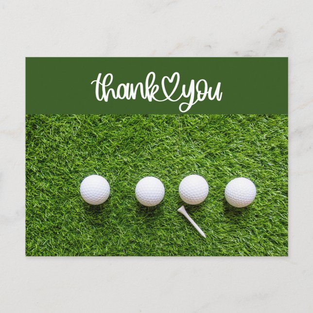 Golf Thank you card to golfer with golf ball  (Front)