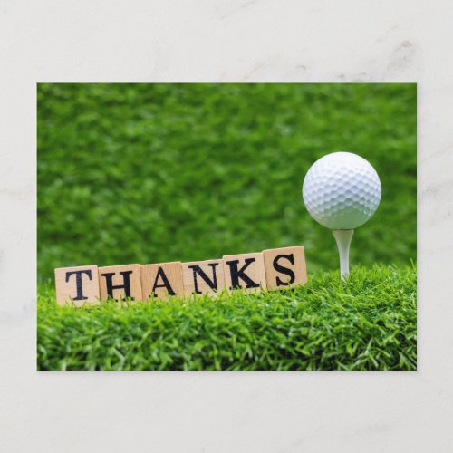 Golf  Thank you card with ball on green grass