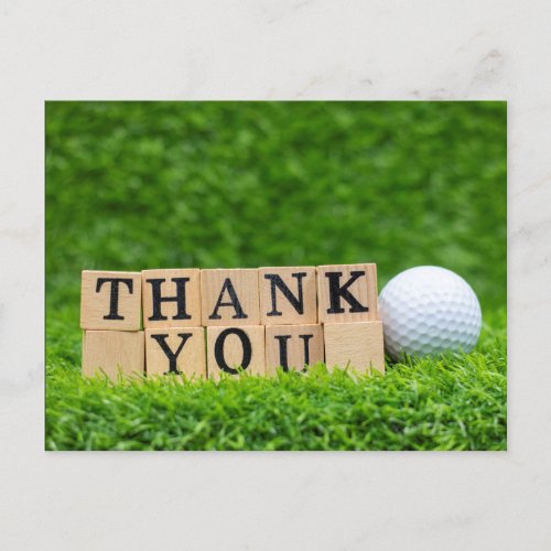 Golf  Thank you card with ball on green grass