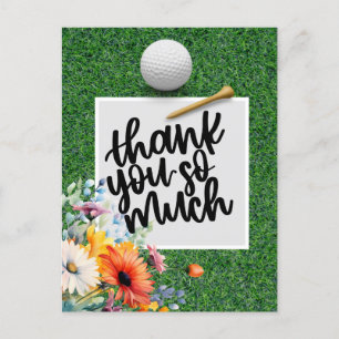 Golf thank you card with flowers