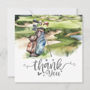 Golf Thank you card with golf bag watercolor