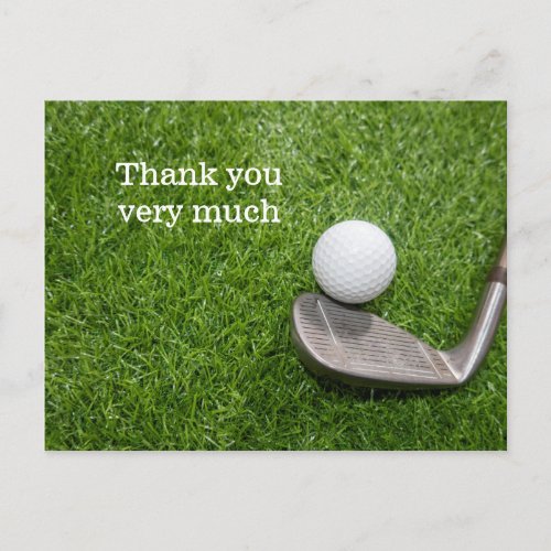 Golf Thank you card with golf ball and iron