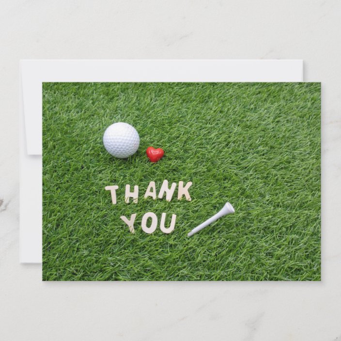 Golf Thank you card with golf ball and tee