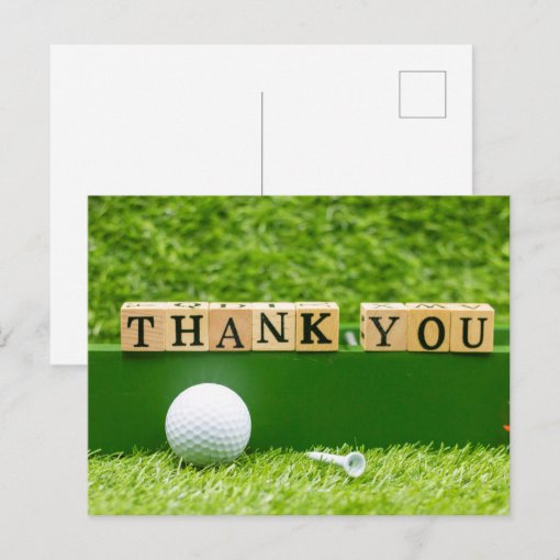 Golf Thank you card with golf ball and tee Zazzle