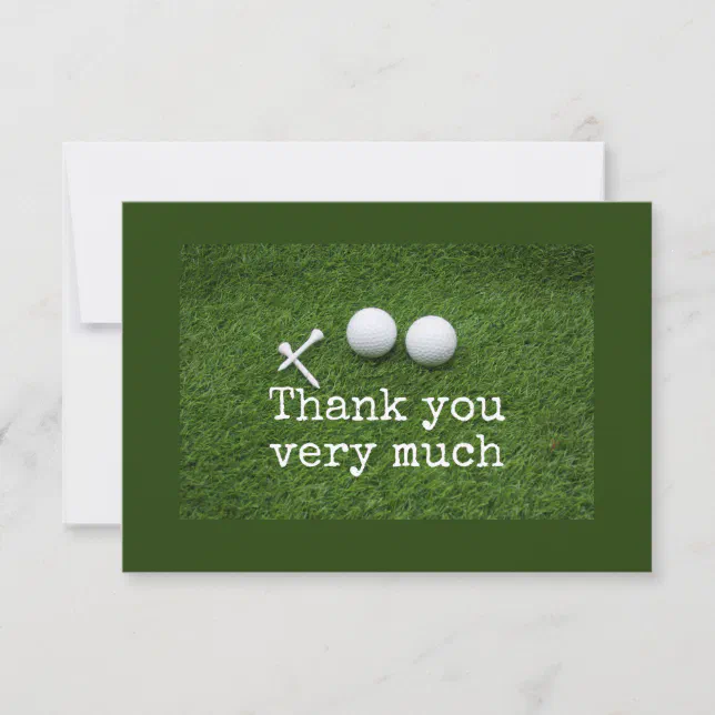 Golf Thank you card with golf ball and tee | Zazzle