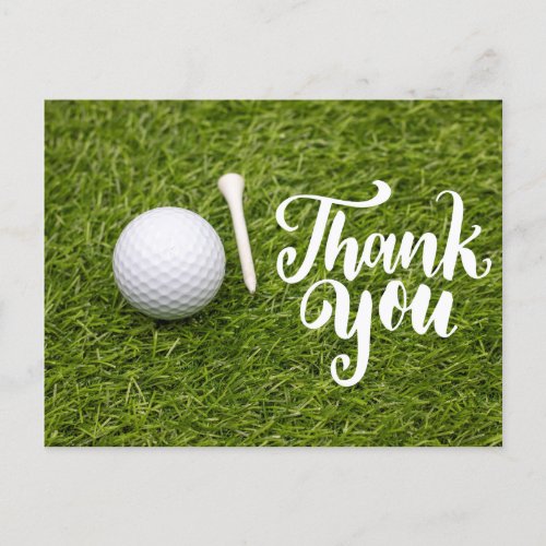 Golf  Thank you card with golf  ball and tee green