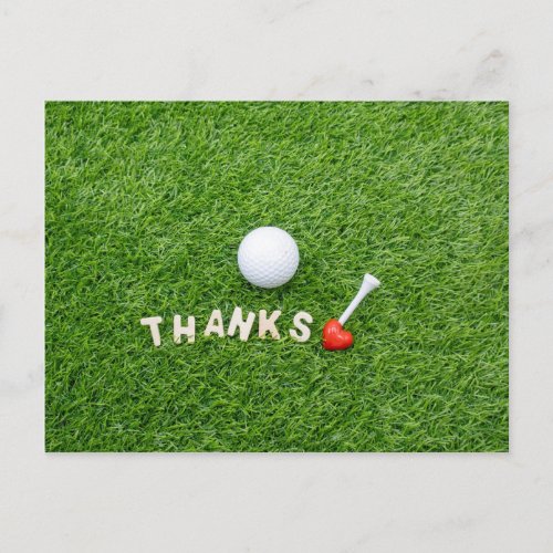 Golf Thank you card with golf ball and Thanks love