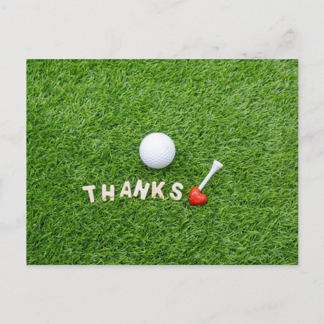 Golf Thank you card with golf ball and Thanks love (Front)