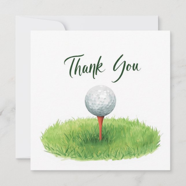 Golf Thank you card with golf ball for golfer  (Front)