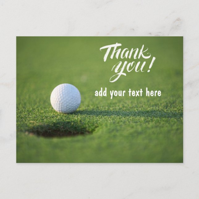Golf  thank you card with golf ball next to hole  (Front)