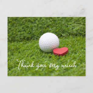 Golf Thank you card with golf ball on green
